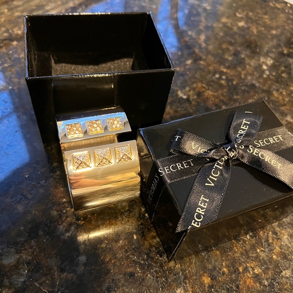 Victoria's Secret Jewelry - Victoria’s Secret Gold Crystal Studded Cuff NIB Gift Box Statement Bracelet